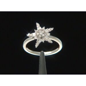 1/4 Ct. Round & Baguette Star Design Genuine Diamond Cluster Ring Sz 7